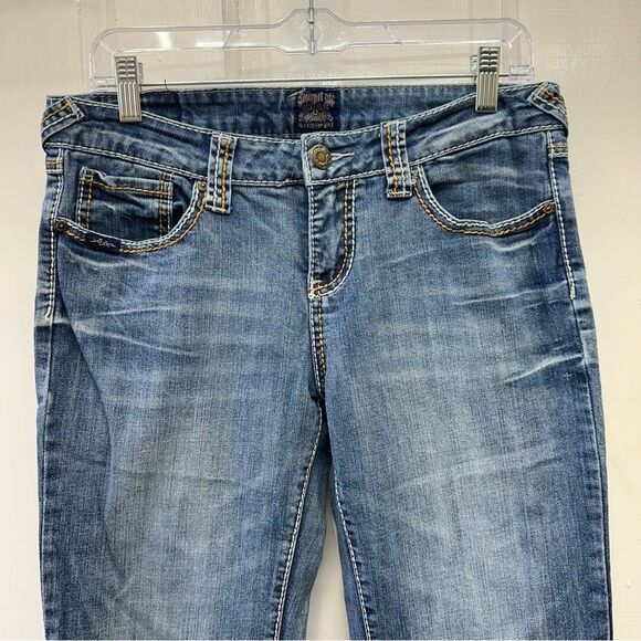 Cowgirl Up thick stitch boot cut denim jeans women's 8 30 x 34 - Picture 4 of 7